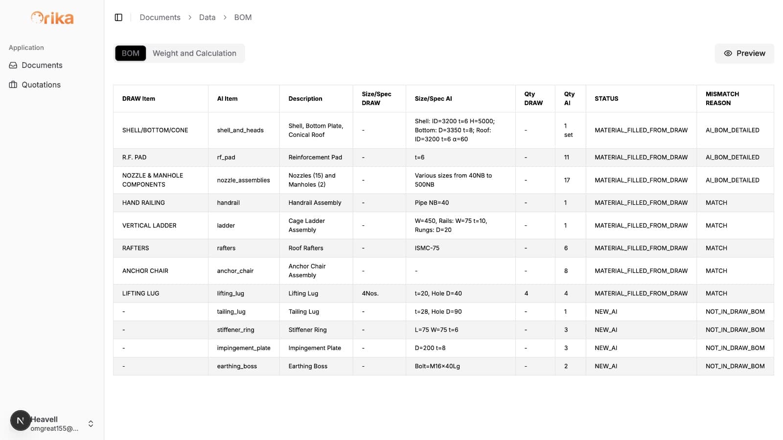 Instant Quotation preview